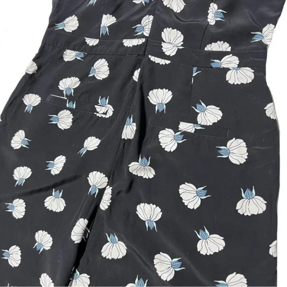 LOFT Lotus Floral Blue Jumpsuit Ruffle Sleeves Wide Leg Pockets Blogger Fav 4 - Picture 10 of 13